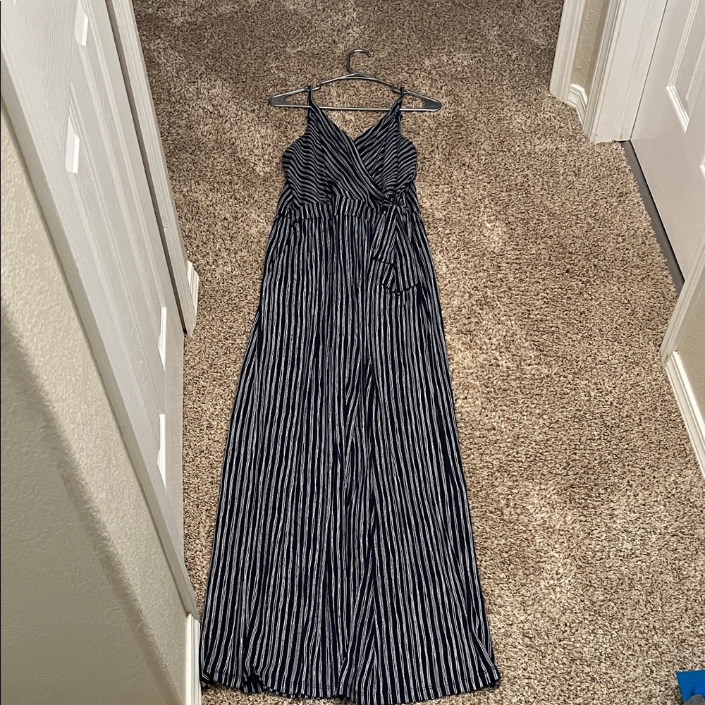 Baltic Born Black and White Striped Maxi Dress